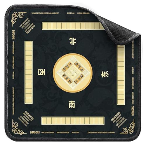 XJKLBYQ Mahjong-Matte, Gaming-Oberfläche für Rauschgeräusche, Gummi-Basismatte für Mahjong Poker Brettspiele/ 31, 5 x 31, 5 Zoll (schwarz) von XJKLBYQ