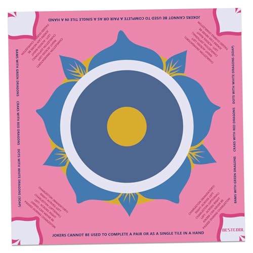 XJKLBYQ Mahjong-Matte mit Regeln 31.5x31.5in Komfort Nicht-Schlupf-Absorption Mahjong Tischmatte Ästhetisches Blumendesign für Frauen Familie |.Schreibtischspiel von XJKLBYQ