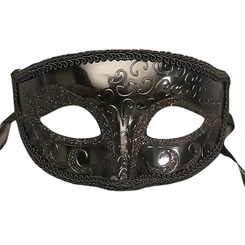 XJKLBYQ Masquerade -Maske für Männer schwarze, schwarze Maskerade -Maske für Männer, Vintage Venetian mit Gurten für Mardi Gras Party Prom Ball Cosplay Kostümparty von XJKLBYQ