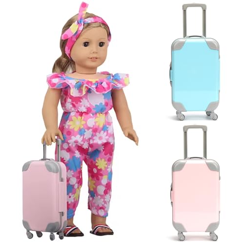 XJKLBYQ Mini Doll Gepäck, 2 PCS ABS -Plastikkoffer mit Griff für 16 & 18 -Zoll -Puppen, Reisekoffer für Puppenzubehör von XJKLBYQ