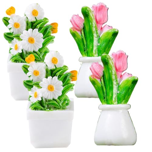XJKLBYQ Miniaturanlagen, 4PCS -Harz Puppenhauspflanzen, 1:12 Puppenhausblumen mit Topf für Mikrolandschaftsfee Fairy Garden Puppenhaus Deokration XJKLBYQ Miniaturanlagen, 4PCS -Harz Puppenhauspflanzen, 1:12 Puppenhausblumen mit Topf für Mikrolandschaftsfee Fairy Garden Puppenhaus Deokration von XJKLBYQ