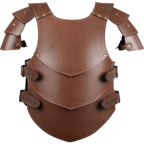 XJKLBYQ Mittelalterliche Brustpanzerung, verstellbare PU -Leder -Wikinger -Brustplatte, Renaissance Knight Cosplay -Kostüm für Halloween & Themenpartys (braun) von XJKLBYQ