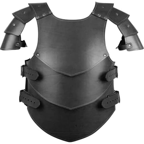 XJKLBYQ Mittelalterliche Brustpanzerung, verstellbare PU -Leder -Wikinger -Brustplatte, Renaissance Knight Cosplay -Kostüm für Halloween und Themenpartys (schwarz) von XJKLBYQ