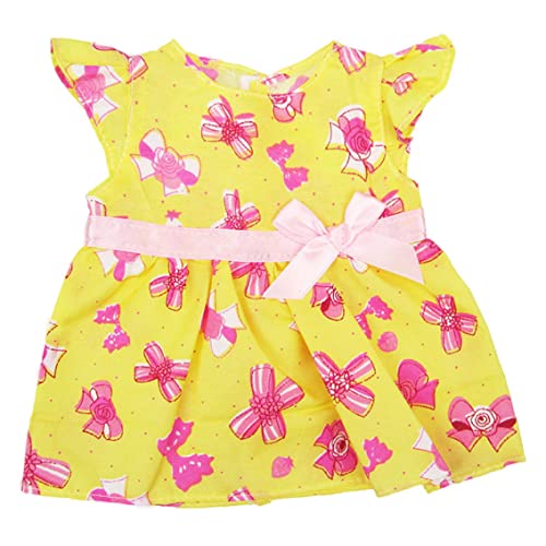 XJKLBYQ Nettes Bogen einteiliges Kleid mit passenden Band für 18 Zoll Puppenkleidung und Accessoires, Babypuppenanzug von XJKLBYQ