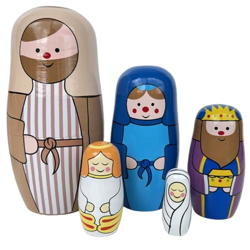 XJKLBYQ Nistpuppen 5pcs Jesus Krippe stapeln exquisites Malerei Holzpuppen zum Weihnachtstag Ostern Geburtstag XJKLBYQ Nistpuppen 5pcs Jesus Krippe stapeln exquisites Malerei Holzpuppen zum Weihnachtstag Ostern Geburtstag von XJKLBYQ