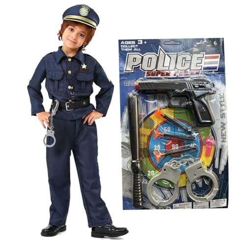 XJKLBYQ Polizeibeamter Kostüm für Kinder, Cop -Kostüm -Rollenspiel -Kit, Kostüme Uniform Outfit für Cosplay Halloween Rollenspiel Party Bühne (B) von XJKLBYQ