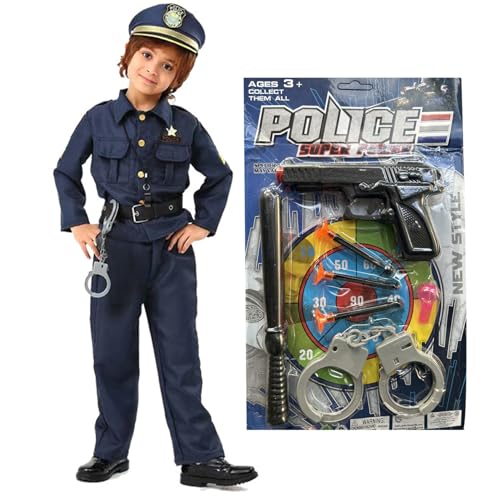 XJKLBYQ Polizeibeamter Kostüm für Kinder, Cop -Kostüm -Rollenspiel -Kit, Kostüme Uniform Outfit für Cosplay Halloween Rollenspiel Partybühne (a) von XJKLBYQ