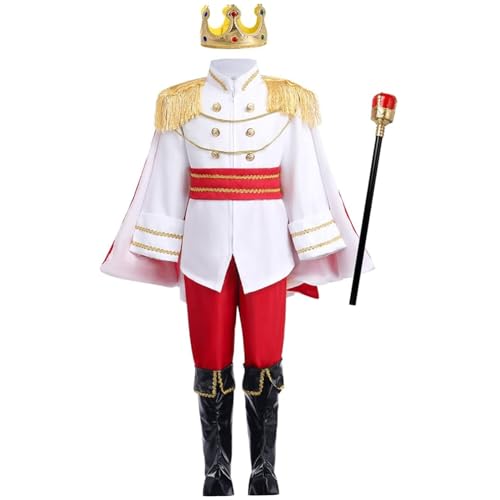XJKLBYQ Prince Charming Costum, Halloween Carnival Cosplay Party Kostüm -Tunika -Top -Hosen mit Crown & Cane Volleset, Prince Outfit für Jungens Rollenspiel XJKLBYQ Prince Charming Costum, Halloween Carnival Cosplay Party Kostüm -Tunika -Top -Hosen mit Crown & Cane Volleset, Prince Outfit für Jungens Rollenspiel von XJKLBYQ