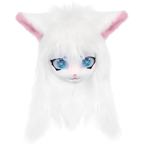 XJKLBYQ Pursuit Kopf, karikaturistische pelzige Maske mit Ohren und langen Haaren, pelziger Kopf mit innerem Stirnband, Tiermaske für Cosplay, Halloween, Maskerade, Weiß, Kostüm XJKLBYQ Pursuit Kopf, karikaturistische pelzige Maske mit Ohren und langen Haaren, pelziger Kopf mit innerem Stirnband, Tiermaske für Cosplay, Halloween, Maskerade, Weiß, Kostüm von XJKLBYQ