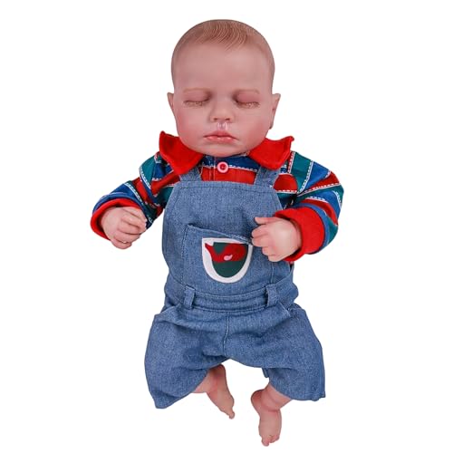 XJKLBYQ Realistische schlafende Babypuppe im Pullover und Overalls, 18 Zoll weiche Körperneubornpuppe für Kinder ab 3 Jahren, für Mädchen und Kleinkinder XJKLBYQ Realistische schlafende Babypuppe im Pullover und Overalls, 18 Zoll weiche Körperneubornpuppe für Kinder ab 3 Jahren, für Mädchen und Kleinkinder von XJKLBYQ