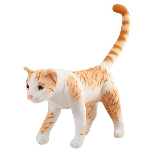 XJKLBYQ Tabby -Katze Stofftiere, American Shorthair Plüsch Realistisches Katzenspielzeug, Kitty Stoffed Animals Puppen Geschenke für Angst, Frauen Kinder Schlafenszeit, Gelb, Plüschpuppe von XJKLBYQ