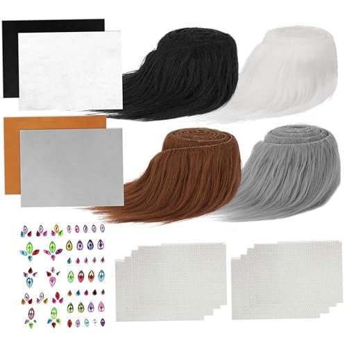 XJKLBYQ Therian Cat Mask Kit, Faux Pelry Mask Kit mit Pelzen und Klebstoff Filzblech, Augennetze & Aufkleber, perfekt für Cosplay, Party, Halloween von XJKLBYQ