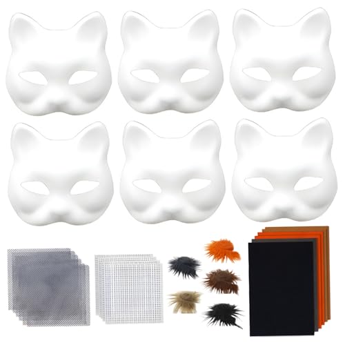 XJKLBYQ Therian Mask Kit, DIY Paper Blank Cat Mask Kit mit pelzigem Streifen, Mesh, Filzstoff für Maskerade -Party -Cosplay -Kostüm, Fox XJKLBYQ Therian Mask Kit, DIY Paper Blank Cat Mask Kit mit pelzigem Streifen, Mesh, Filzstoff für Maskerade -Party -Cosplay -Kostüm, Fox von XJKLBYQ