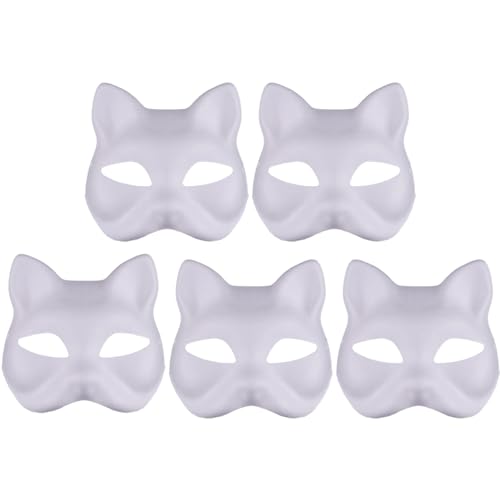 XJKLBYQ Therian Maske, 5pcs leere Katzenmasken zum Malen, DIY Halb Face Therian Cat Maske, tragbares Gang mit Gummiband für Maskerade Cosplay Party 7.1x6.7 | XJKLBYQ Therian Maske, 5pcs leere Katzenmasken zum Malen, DIY Halb Face Therian Cat Maske, tragbares Gang mit Gummiband für Maskerade Cosplay Party 7.1x6.7 | von XJKLBYQ