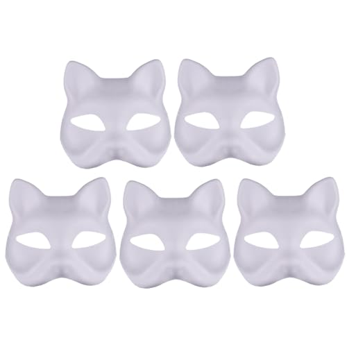XJKLBYQ Therian Maske, 5pcs leere Katzenmasken zum Malen, DIY -Halbgesicht Therian Cat Maske, tragbares Ausrüstung mit elastischer Band für Maskerade -Cosplay -Party, Masken zum Malen XJKLBYQ Therian Maske, 5pcs leere Katzenmasken zum Malen, DIY -Halbgesicht Therian Cat Maske, tragbares Ausrüstung mit elastischer Band für Maskerade -Cosplay -Party, Masken zum Malen von XJKLBYQ