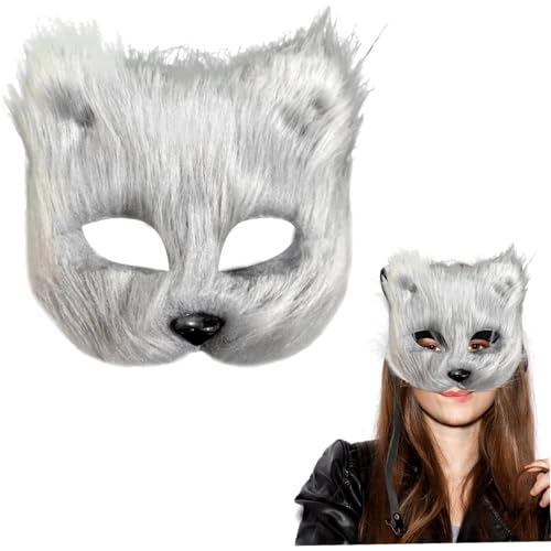 XJKLBYQ Therian Maske, halbgesichts Fuchsmaske, atmungsaktives Tier für erwachsene Kinder, weiches glattes Cosplay pelziges Kostüm für Maskerade Party Ostern hellgrau XJKLBYQ Therian Maske, halbgesichts Fuchsmaske, atmungsaktives Tier für erwachsene Kinder, weiches glattes Cosplay pelziges Kostüm für Maskerade Party Ostern hellgrau von XJKLBYQ