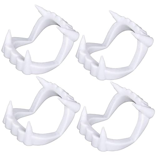 XJKLBYQ Vampirzähne Reißzähne, 4PCs Scary Halloween -Zahnersatz für Werwolf, Zombie, Vampire Cosplay, Party -Requisiten und Kostümzubehör von XJKLBYQ