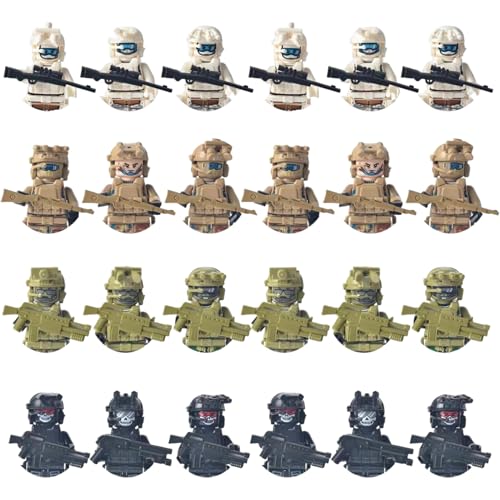 XJKLBYQ WW2 Soldier Actionfiguren, 24 -pcs -Plastik -Mini -Figuren Kit, Spielzeugsoldaten mit Maschinengewehr, Helm, Kopfhörer und Weste für Kindergeschichte Geschenke von XJKLBYQ