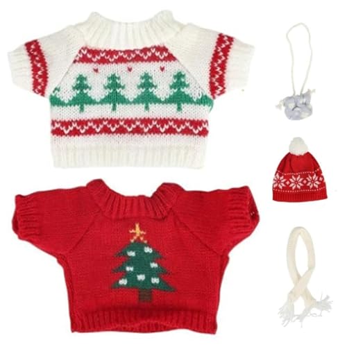 XJKLBYQ Weihnachtspuppenkleidung Set für 10 Capybara Plüsch: Hut, Schal, Pullover und Tasche, Festliche ausgestopfte Tierzubehör (Puppe Nicht enthalten) Stil 1 1 von XJKLBYQ