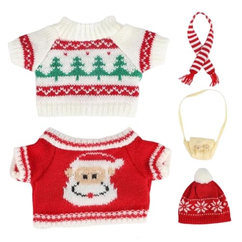 XJKLBYQ Weihnachtspuppenkleidung Set für 10 Capybara Plüsch: Hut, Schal, Pullover und Tasche, Festliche ausgestopfte Tierzubehör (Puppe Nicht enthalten) Stil 2 von XJKLBYQ