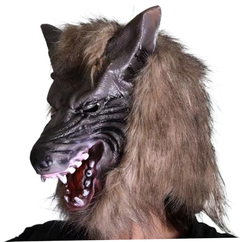 XJKLBYQ Werwolfmaske Vinyl PVC Scary Halloween Maske Einer Größe gruseliger Wolf Kostüm Horror mit Lüftungslöchern Cosplay -Werwolf Dress -up für Party, Streiche, Carnivalen, Kostüm von XJKLBYQ