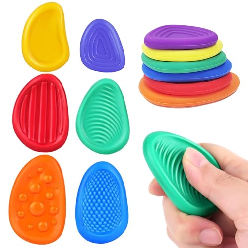 XJLyaya 6 Stück Fidget Toys Sensory Stones, Stressabbau Worry Stone, Autismus Spielzeug, Anti Stress Spielzeug, Angst Relief Sensorische für Kinder und Erwachsene XJLyaya 6 Stück Fidget Toys Sensory Stones, Stressabbau Worry Stone, Autismus Spielzeug, Anti Stress Spielzeug, Angst Relief Sensorische für Kinder und Erwachsene von XJLyaya
