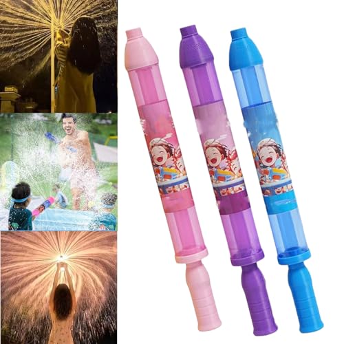 Firework Style Water Spray Toy, Fireworks Water Gun, Pusher Type Fun Fireworks Water Jet Spray Toy, Party Entertainment, Family Friends Interactive Pool Game (3pcs-a) von XJQ