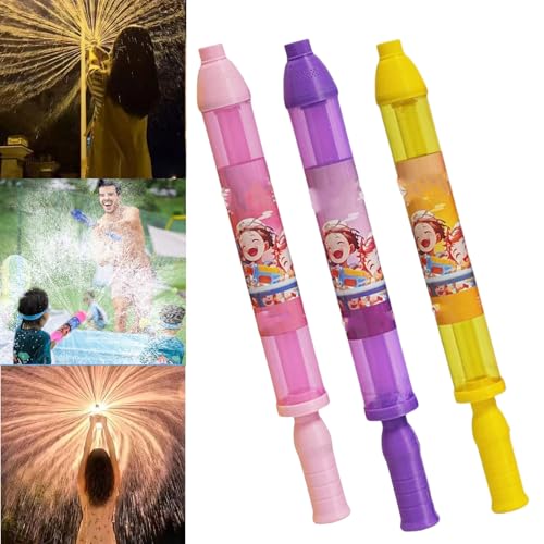 Firework Style Water Spray Toy, Fireworks Water Gun, Pusher Type Fun Fireworks Water Jet Spray Toy, Party Entertainment, Family Friends Interactive Pool Game (3pcs-b) von XJQ