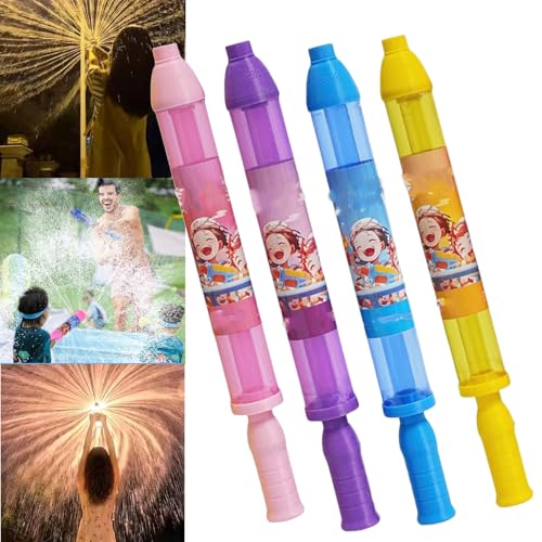 Firework Style Water Spray Toy, Fireworks Water Gun, Pusher Type Fun Fireworks Water Jet Spray Toy, Party Entertainment, Family Friends Interactive Pool Game (4pcs) von XJQ