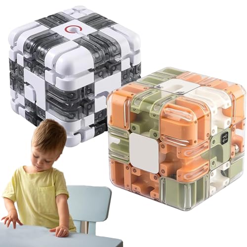 Large Labyrinth 3D Puzzle Maze Cube - Engaging Brain Teaser Toy, 3D Maze Puzzle Cube Interactive Game, Spatial Awareness Brain Training Toy for Stress Relief & Logic Development (2pcs-a) von XJQ