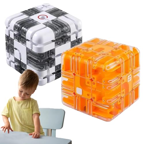 Large Labyrinth 3D Puzzle Maze Cube - Engaging Brain Teaser Toy, 3D Maze Puzzle Cube Interactive Game, Spatial Awareness Brain Training Toy for Stress Relief & Logic Development (2pcs-c) von XJQ
