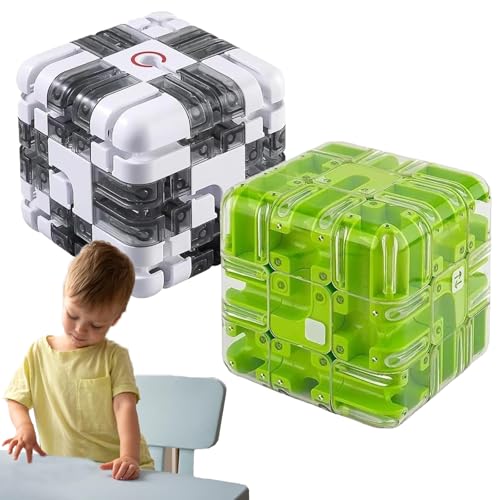 Large Labyrinth 3D Puzzle Maze Cube - Engaging Brain Teaser Toy, 3D Maze Puzzle Cube Interactive Game, Spatial Awareness Brain Training Toy for Stress Relief & Logic Development (2pcs-d) von XJQ