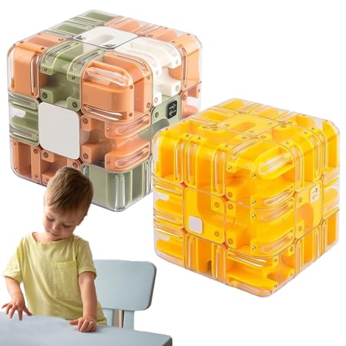 Large Labyrinth 3D Puzzle Maze Cube - Engaging Brain Teaser Toy, 3D Maze Puzzle Cube Interactive Game, Spatial Awareness Brain Training Toy for Stress Relief & Logic Development (2pcs-e) von XJQ