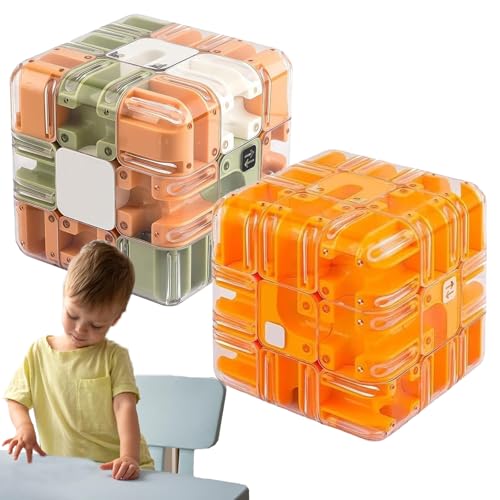 Large Labyrinth 3D Puzzle Maze Cube - Engaging Brain Teaser Toy, 3D Maze Puzzle Cube Interactive Game, Spatial Awareness Brain Training Toy for Stress Relief & Logic Development (2pcs-f) von XJQ