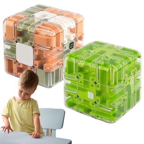 Large Labyrinth 3D Puzzle Maze Cube - Engaging Brain Teaser Toy, 3D Maze Puzzle Cube Interactive Game, Spatial Awareness Brain Training Toy for Stress Relief & Logic Development (2pcs-g) von XJQ