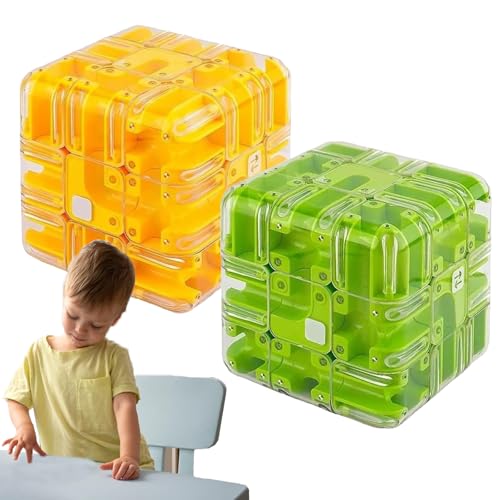Large Labyrinth 3D Puzzle Maze Cube - Engaging Brain Teaser Toy, 3D Maze Puzzle Cube Interactive Game, Spatial Awareness Brain Training Toy for Stress Relief & Logic Development (2pcs-i) von XJQ