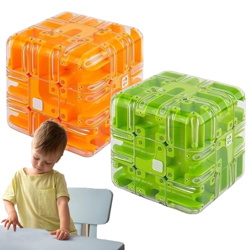 Large Labyrinth 3D Puzzle Maze Cube - Engaging Brain Teaser Toy, 3D Maze Puzzle Cube Interactive Game, Spatial Awareness Brain Training Toy for Stress Relief & Logic Development (2pcs-j) von XJQ