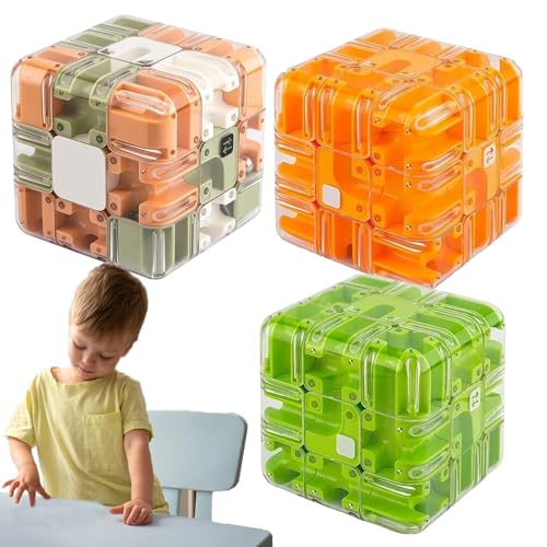 Large Labyrinth 3D Puzzle Maze Cube - Engaging Brain Teaser Toy, 3D Maze Puzzle Cube Interactive Game, Spatial Awareness Brain Training Toy for Stress Relief & Logic Development (3pcs-b) von XJQ