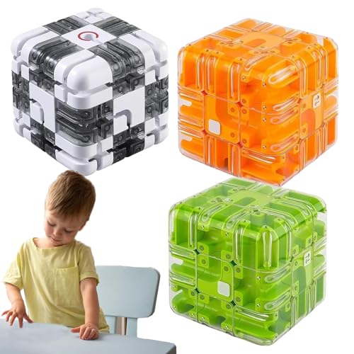 Large Labyrinth 3D Puzzle Maze Cube - Engaging Brain Teaser Toy, 3D Maze Puzzle Cube Interactive Game, Spatial Awareness Brain Training Toy for Stress Relief & Logic Development (3pcs-c) von XJQ