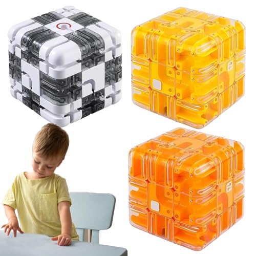 Large Labyrinth 3D Puzzle Maze Cube - Engaging Brain Teaser Toy, 3D Maze Puzzle Cube Interactive Game, Spatial Awareness Brain Training Toy for Stress Relief & Logic Development (3pcs-e) von XJQ