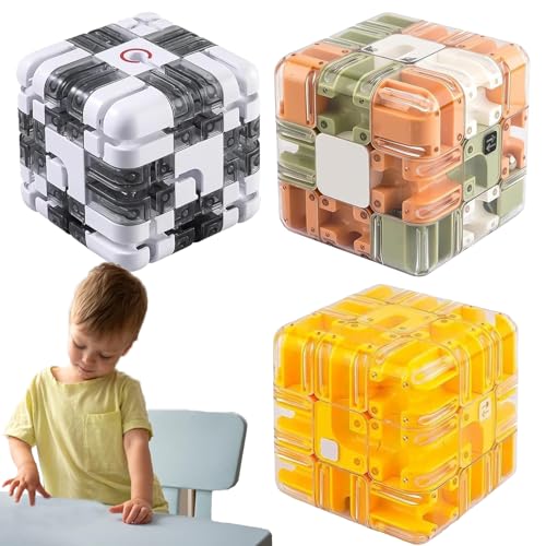 Large Labyrinth 3D Puzzle Maze Cube - Engaging Brain Teaser Toy, 3D Maze Puzzle Cube Interactive Game, Spatial Awareness Brain Training Toy for Stress Relief & Logic Development (3pcs-f) von XJQ