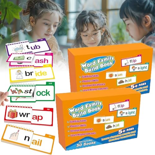 30 Read and Rhyme Flip Books, Word Family Build Book, Word Family Flip Books, Read and Rhyme Flip Activity Educational Reading Games (2pcs) von XJQ