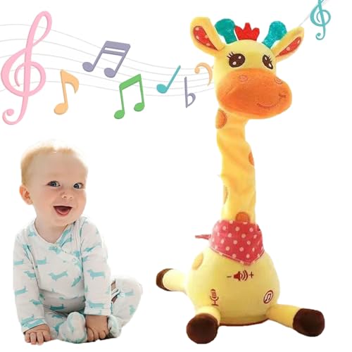 XJQ Musical Giraffe Toy – Sings, Dances & Repeats What You Say, Shining LED Lights, Ultra-Soft Huggable Fabric (1pcs) von XJQ
