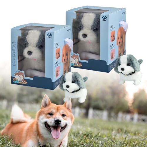 XJQ My Realistic Robot Puppy Dog for Adults, Robot Dogs That Act Like Real Dogs, Robotic Puppy Walks, Creative Simulation Pet Plush Toys Suitable for Holiday Present (2PCS*Gray) von XJQ