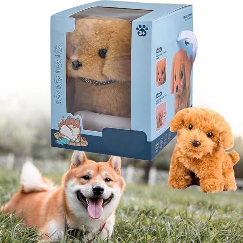 XJQ My Realistic Robot Puppy Dog for Adults, Robot Dogs That Act Like Real Dogs, Robotic Puppy Walks, Creative Simulation Pet Plush Toys Suitable for Holiday Present (Brown) von XJQ