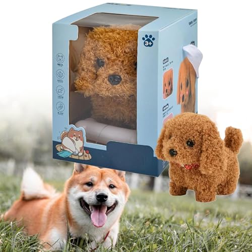 XJQ My Realistic Robot Puppy Dog for Adults, Robot Dogs That Act Like Real Dogs, Robotic Puppy Walks, Creative Simulation Pet Plush Toys Suitable for Holiday Present (Brown2) von XJQ
