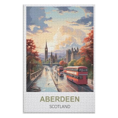 Klassische Puzzle für Erwachsene Teenager Freizeit Spaß Spiel Spielzeug Geeignet，Aberdeen Schottland，Lernspielzeug FüR Kinder 75x50，Holz Puzzle,AA-1376 von XJUfW