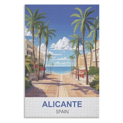 Klassische Puzzle für Erwachsene Teenager Freizeit Spaß Spiel Spielzeug Geeignet，Alicante Spanien，Lernspielzeug FüR Kinder 52x38 Papier Puzzle,AA-1324 von XJUfW