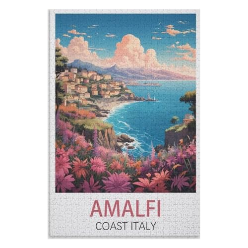 Klassische Puzzle für Erwachsene Teenager Freizeit Spaß Spiel Spielzeug Geeignet，Amalfiküste Italien，Lernspielzeug FüR Kinder 38x26，Papier Puzzle,AA-816 von XJUfW