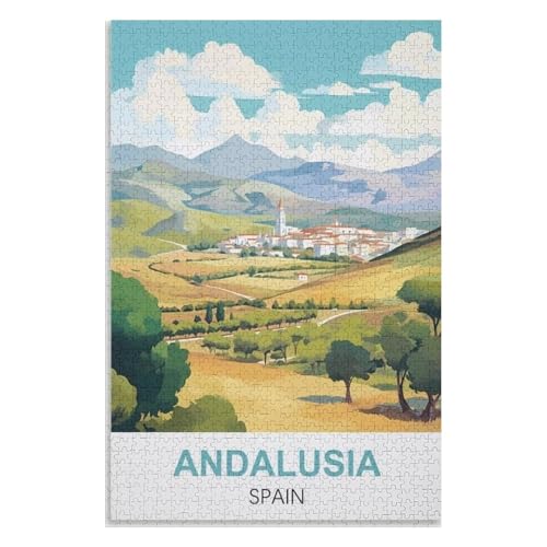 Klassische Puzzle für Erwachsene Teenager Freizeit Spaß Spiel Spielzeug Geeignet，Andalusien Spanien，Lernspielzeug FüR Kinder 38x26，Papier Puzzle,AA-1348 von XJUfW